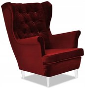 Fotel Uszak BORDO WIŚNIA KRYSZTAŁKI SWAROVSKIEGO