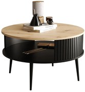 Okrągły Loftowy Stolik Kawowy Z Półką D2-H25