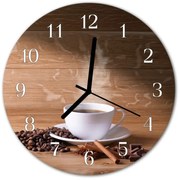 Zegar szklany okrągły Kawa