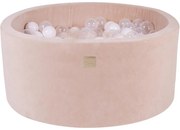 Okrągły Suchy Basen Z Piłeczkami 7cm Dla Dziecka, 90x40cm/250 Piłek, Welurowy, Ecru, Model Angel - Meowbaby®