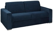 Kanapa 3-osobowa z ekspresowym mechanizmem rozkładania z weluru CALITO - Granatowy - Wymiary miejsca do spania: 140 cm - Materac 22 cm z pamięcią kształtu
