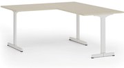 Narożne biurko PRIMO BETA L, 160x180 cm, L/P, biała podstawa, brzoza