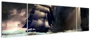 Obraz - Statek między klifami (170x50 cm)