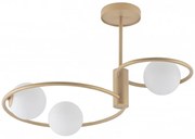 Sufitowa lampa, dwa pierścienie, trzy białe klosze– Aqua S3, biała, czarna, złota
