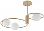 Sufitowa lampa, dwa pierścienie, trzy białe klosze– Aqua S3, biała, czarna, złota