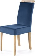 Krzesło tapicerowane CLARION granatowe/dąb miodowy HALMAR