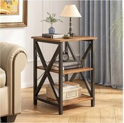 Stolik kawowy industrialny kwadratowy drewniany półka retro szafka loft