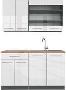 Pojedyncza kuchnia biały wysoki połysk/antracyt 140x60x81.6 fame-line