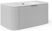 Szafka łazienkowa wisząca  ryflowana z umywalką wpuszczaną w blat - Biały mat - 100 cm - LOMERI