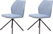 Zestaw krzeseł 2 szt. - tkanina i czarny metal - jasnoniebieski - JAN