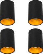 Zestaw 6 nowoczesnych reflektorów czarno-złotych GU10 50mm - Deep