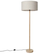 Wiejska lampa podłogowa drewniana z jasnobrązowym abażurem - Mels Rustykalny / Vintage Oswietlenie wewnetrzne