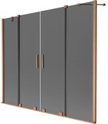 Mexen Velar Duo parawan nawannowy 2-skrzydłowy rozsuwany 200 x 150 cm, grafit, miedź szczotkowana - 896-200-000-42-65
