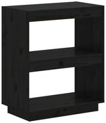 Czarny niski regał sosnowy z 2 półkami H5-H14