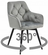 Obrotowe krzesło jadalniane JORK360 VELVET, jasnoszare