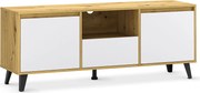 Szafka pod telewizor na nóżkach dąb artisan + biały W9-S07