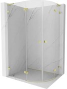 Mexen Lunar L kabina prysznicowa półokrągła uchylna lewa 100 x 90 cm, transparent, złota szczotkowana - 833L-100L-090P-55-00