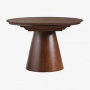 Stół Jadalny Okrągły 120-160x120 Cm Rozkładany Z Płyty Mdf I Forniru Dębowego Montana Ciemne Drewno - Sklum