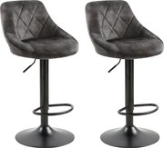 Zestaw 2 krzeseł barowych z regulacją wysokości - materiał i metal - antracyt - TRACER