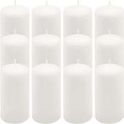 Zestaw świec słupkowych, 11,5 cm, Ø 6 cm, biały, 12 sztuk.