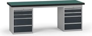 Stół warsztatowy G8, 2100 x 750 x 800 mm, 2x kontener, 8x szuflada, grafitowy