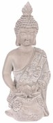 Dekoracja statuetka klęczący Budda, szara,poliresina, 25 x 24 x 57 cm
