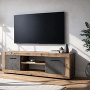 Szafka RTV BLAGO 140 cm Surowy Dąb/Grafit Dwudrzwiowa do Salonu Loft