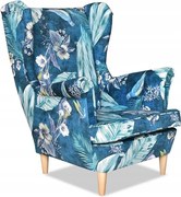 Fotel Uszak turkus PREZENT DO DOMU pastelowy wzór