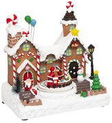 Scenka świąteczna, fabryka prezentów, 23,2 x 24,5 cm, ruchoma z dźwiękiem