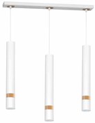 Lampa wisząca nad stół, wyspę, biała/drewno tuba, potrójna JOKER WHITE/WOOD 3xGU10