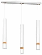Lampa wisząca nad stół, wyspę, biała/drewno tuba, potrójna JOKER WHITE/WOOD 3xGU10