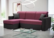 Sofa narożna z pojemnikiem na pościel i poduszkami dekoracyjnymi, fioletowo - szara, Marco