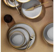 Zestaw obiadowy 8 szt. szary/złoty/porcelana