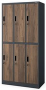 Szafa socjalna 6-drzwiowa IGOR, 900 x 1850 x 450 mm, Eco Design: antracytowa/ orzech