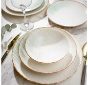 24-częściowy zestaw obiadowy, biały/zielony, porcelana
