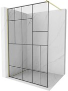 Mexen Kioto ścianka prysznicowa Walk-in 80 x 200 cm, czarny wzór 8 mm, złota szczotkowana - 800-080-101-55-78