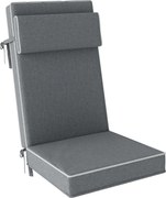 Outsunny Poduszka na siedzisko 120 x 47 x 9,5 cm odporna na wodę z paskami, zagłówek, UPF50+ Ciemnoszara