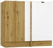 Dolna szafka kuchenna narożna biały + dąb artisan L1-A46