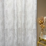 Zasłona na metry biała ze złotymi przetarciami elegancka - wys. 300 cm