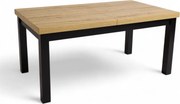 Solidny stół rozkładany R-7 100x200/300 czarny/blat dąb Halifax + nogi drewniane