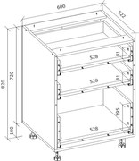 Kuchenna szafka modułowa dolna z szufladami Hettich BELLA D3S-60/82 antracyt mat