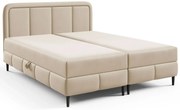 Kremowe łóżko kontynetalne z podwójnym pojemnikiem - 5 rozmiarów R5-P29