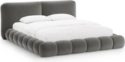 Ciemnoszare tapicerowane łóżko dwuosobowe ze schowkiem i stelażem 200x200 cm Solange – Micadoni
