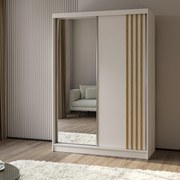 Szafa Przesuwna NELVIA 150 cm z Lustrem Szafa Dwudrzwiowa Biała