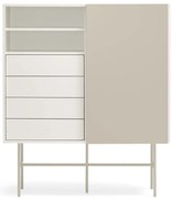 Beżowo-kremowa wysoka komoda z drzwiami przesuwnymi 120x140 cm Nube – Teulat