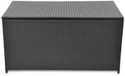 Duża czarna rattanowa skrzynia ogrodowa F0-R46
