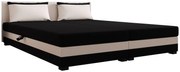 Łóżko dwuosobowe tapicerowane z zagłówkiem czarny + ecru C2-D84