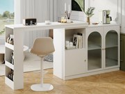 Bufet, obrotowy mebel barowy z MDF - duża przestrzeń do przechowywania - styl nowoczesny - Biały