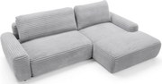 Szara sztruksowa kanapa narożna z funkcją spania E2-Z47