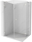 Mexen Lunar L kabina prysznicowa pięciokątna uchylna prawa 80x100 cm, transparent, nikiel szczotkowany - 831L-080P-100L-97-00-P